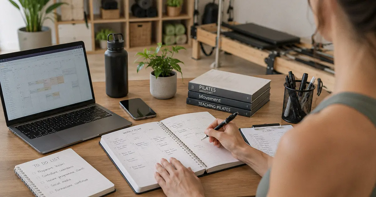 Agenda e strumenti di lavoro di un istruttore Pilates freelance
